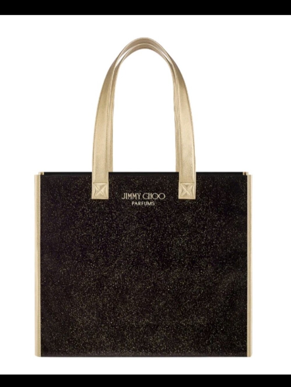 Jimmy Choo Black & Gold Velvet Parfums Tote Bag